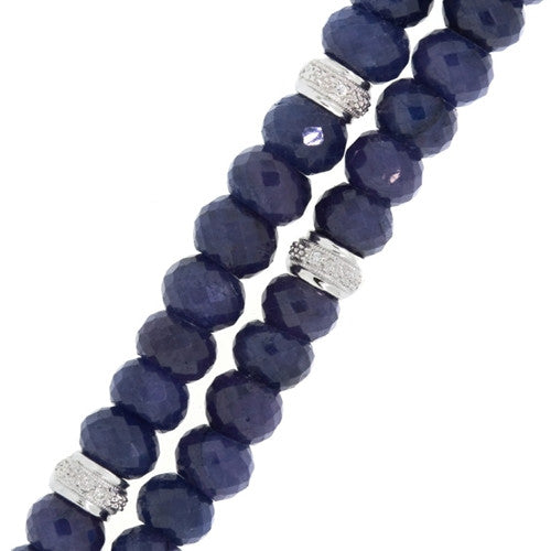 Faceted Sapphire, Gold Bead Necklace