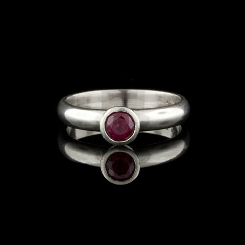 0.25ct tw Bezel Set Ruby Platinum Ring