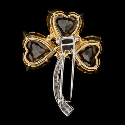 3 Leaf Citrine Clover Brooch