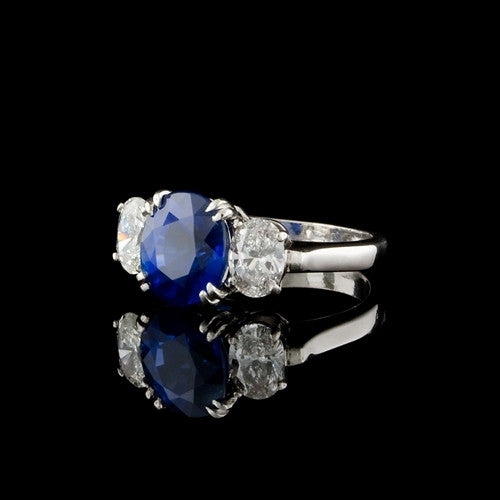 Natural 4.02ct Sapphire & Diamond Ring