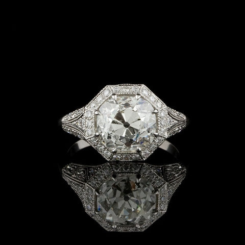 3.90ct tw Old Mine Cut Diamond Ring