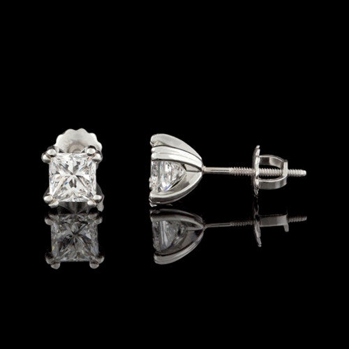 1.98ct tw Princess Cut Diamond Studs