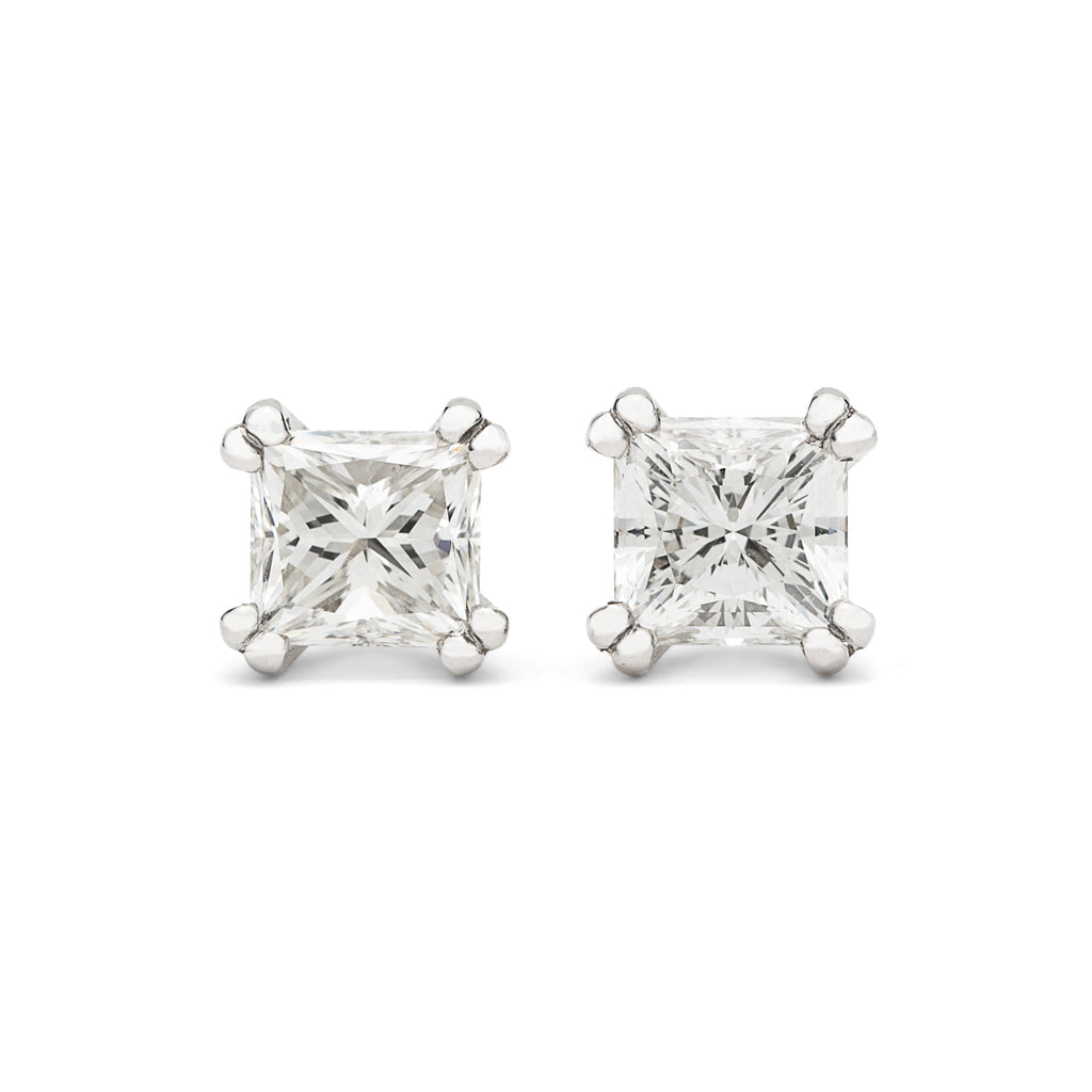 Fantastic GIA Princess Cut Diamond Studs