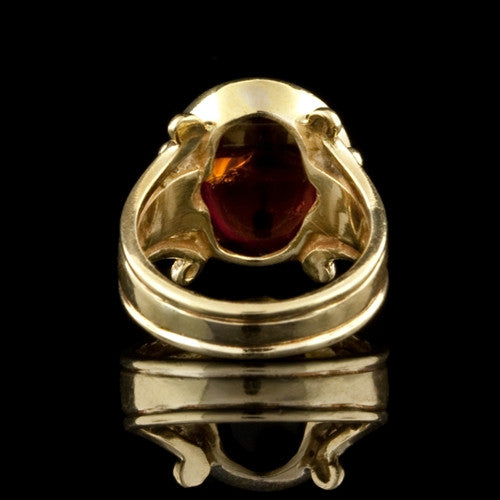 Oval Cabochon Amber 18KT Ring
