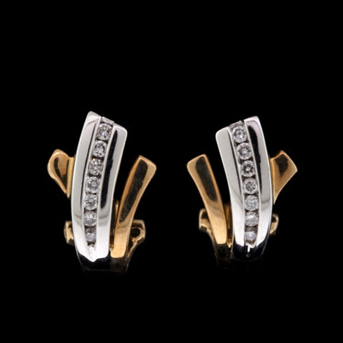 14Kt Two Tone Diamond Earrings