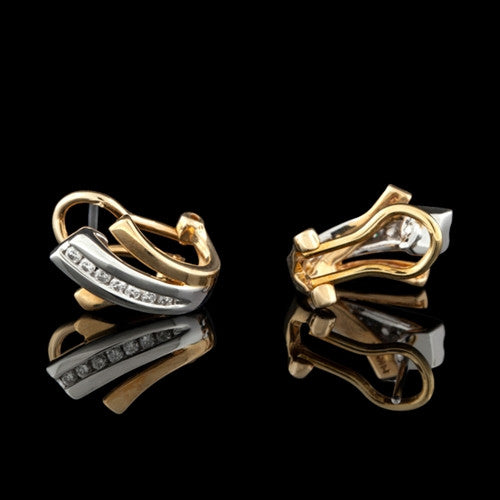 14Kt Two Tone Diamond Earrings