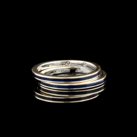 Navy Enamel Band Ring Set