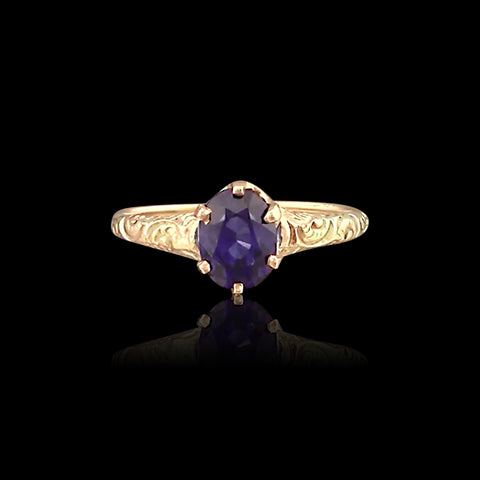 Oval-Cut Blue Sapphire 14k Rose Gold Ring