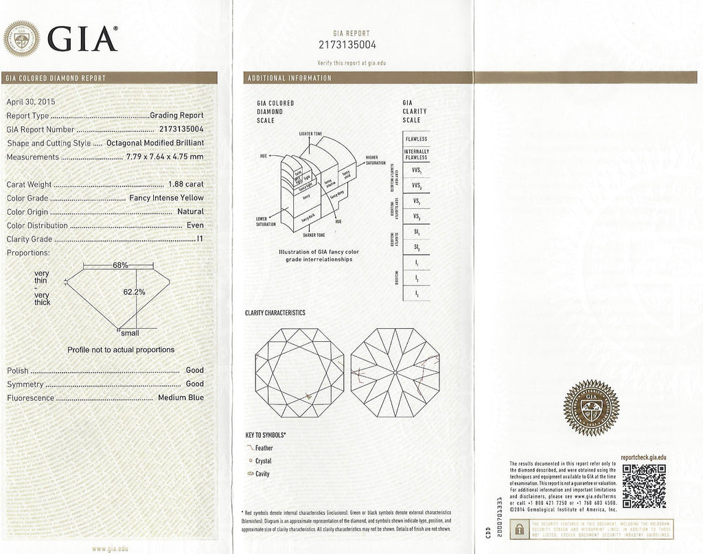 Exceptional GIA Fancy Intense Yellow Diamond in French Platinum Ring