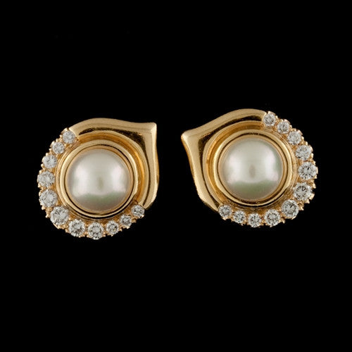 6mm Pearl & Diamond Ear Clips