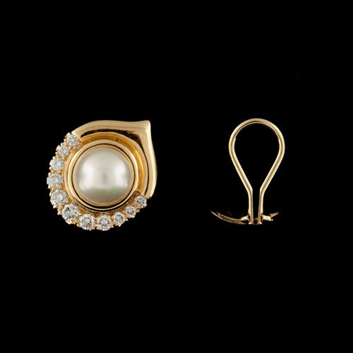 6mm Pearl & Diamond Ear Clips