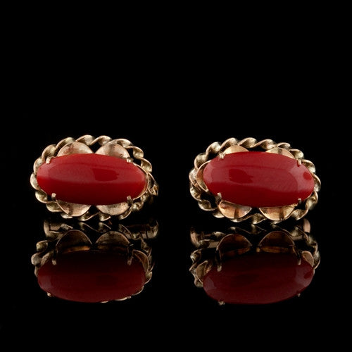 Coral, Rose Gold 3pc Cuff Link Set