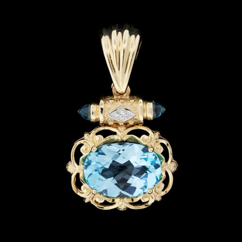 Blue Topaz & Diamond Pendant