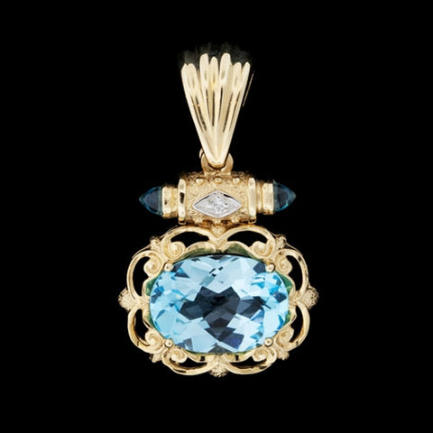 Blue Topaz & Diamond Pendant