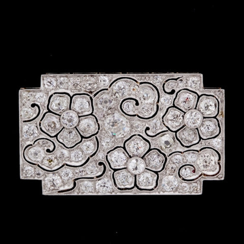 Estate Floral Design Diamond Brooch