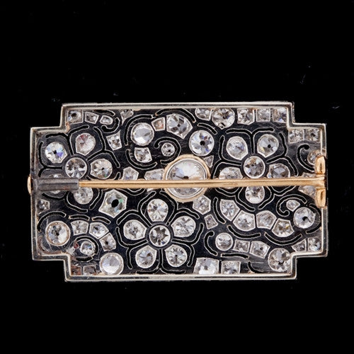 Estate Floral Design Diamond Brooch