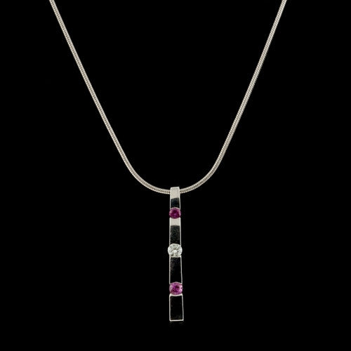  Movado Pink Sapphire, Diamond Necklace