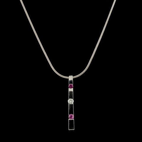  Movado Pink Sapphire, Diamond Necklace