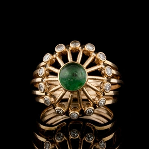 Carousel Style Emerald & Diamond Ring