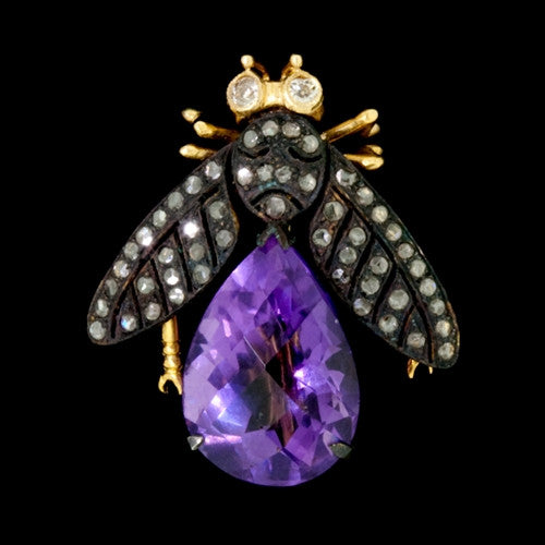 Amethyst & Diamond Bee Brooch