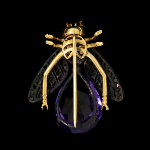 Amethyst & Diamond Bee Brooch