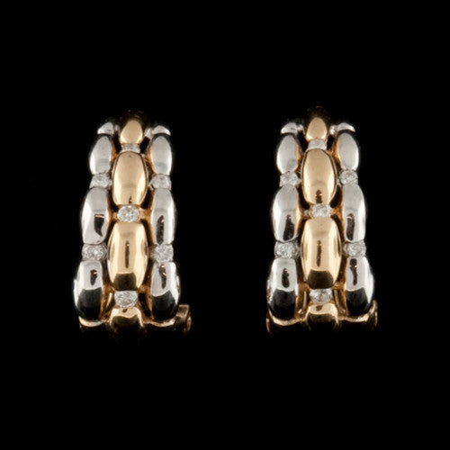 2-Tone Gold & Diamond Half Huggie Hoops