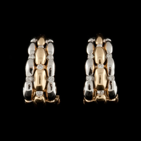 2-Tone Gold & Diamond Half Huggie Hoops