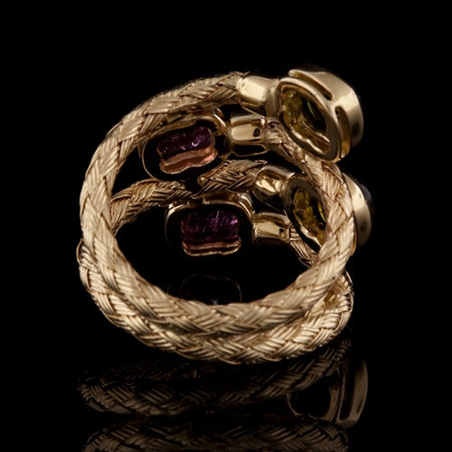 Pink & Green Tourmaline 14KT Ring