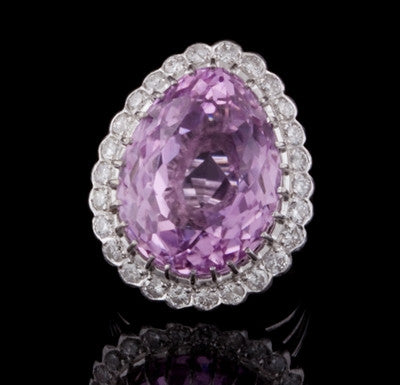 16.85ct Pink Kunzite & Diamond Ring