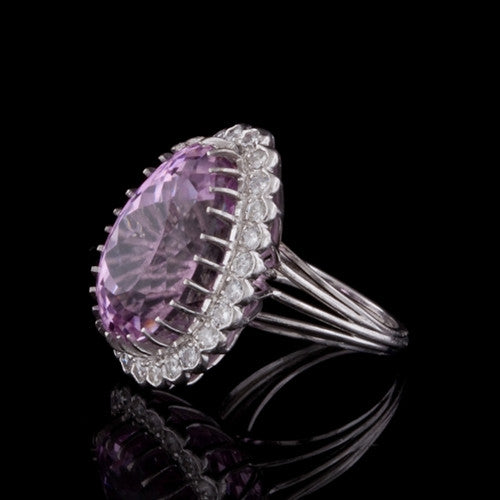 16.85ct Pink Kunzite & Diamond Ring