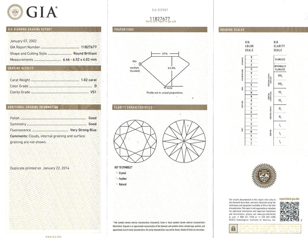 GIA 1.02-ct D/VS1 Round Brilliant Cut Diamond