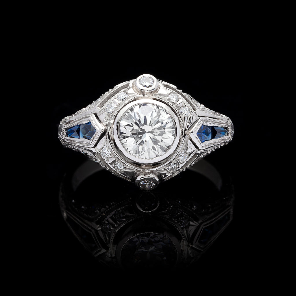 GIA 1.02-ct D/VS1 Diamond & Sapphire Engagement Ring