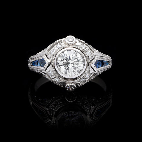 GIA 1.02-ct D/VS1 Diamond & Sapphire Engagement Ring