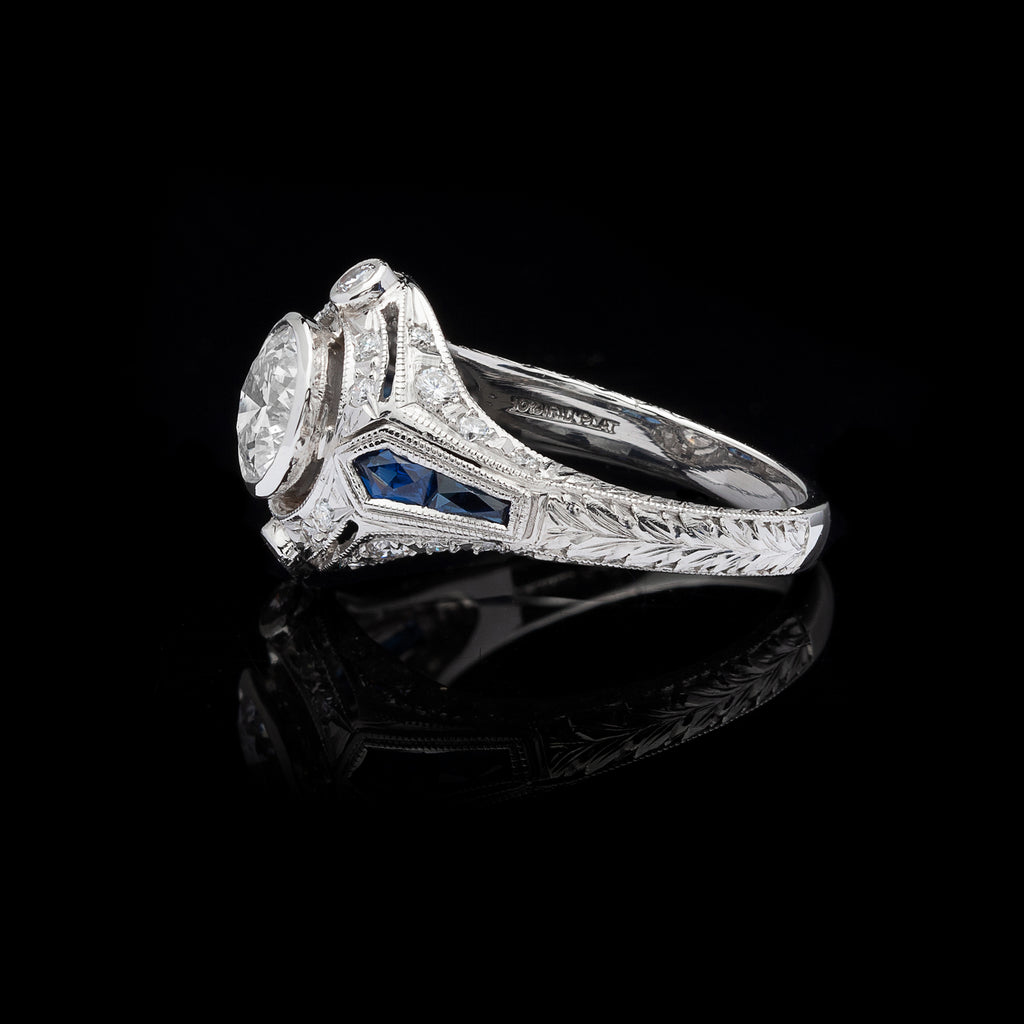 GIA 1.02-ct D/VS1 Diamond & Sapphire Engagement Ring