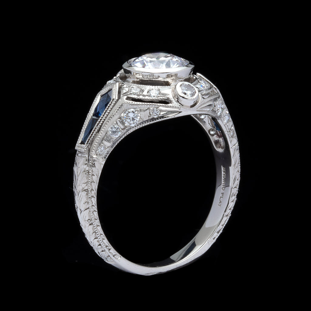 GIA 1.02-ct D/VS1 Diamond & Sapphire Engagement Ring