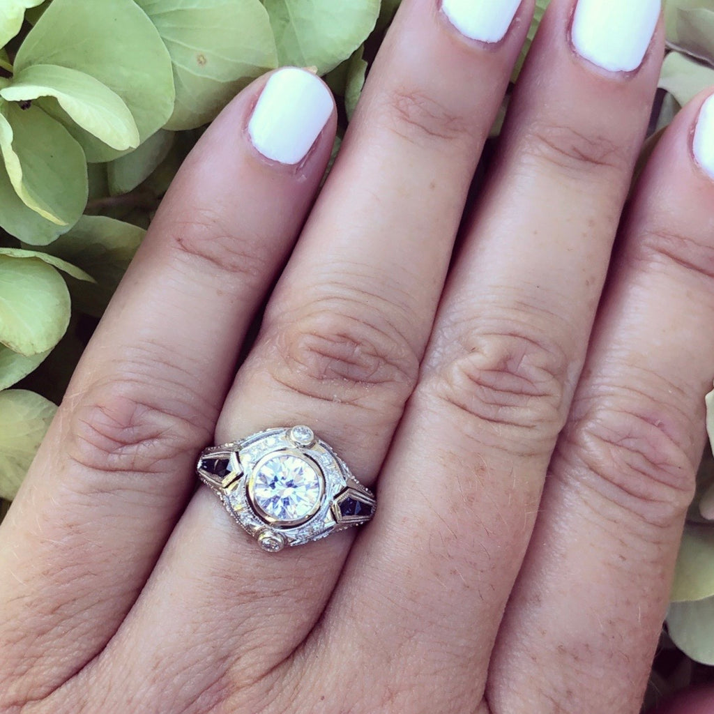 GIA 1.02-ct D/VS1 Diamond & Sapphire Engagement Ring