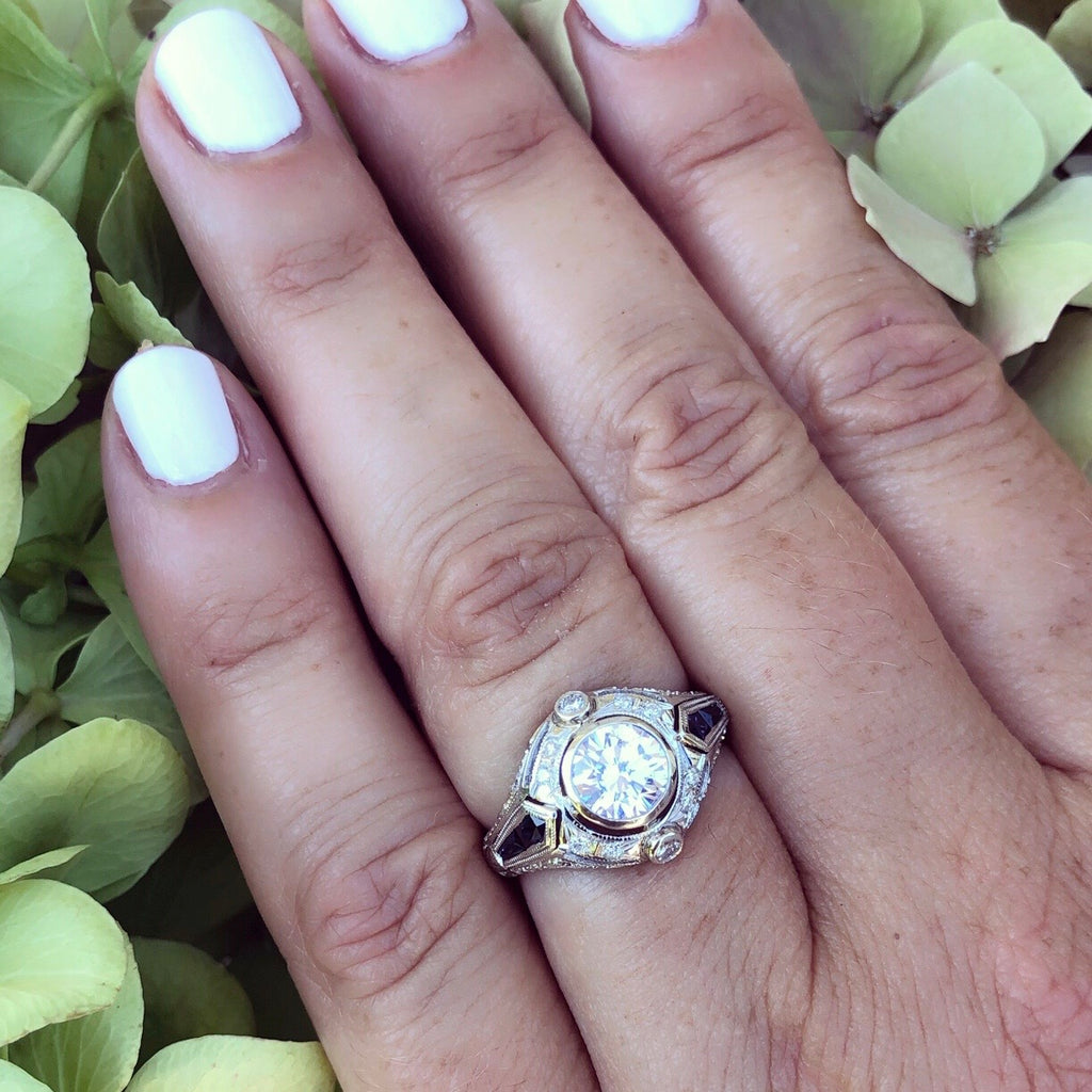 GIA 1.02-ct D/VS1 Diamond & Sapphire Engagement Ring