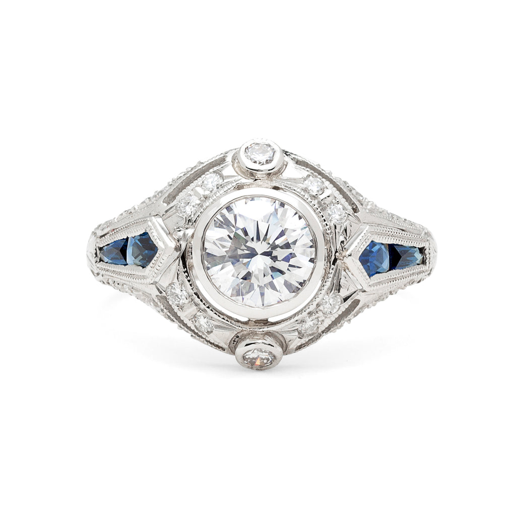 GIA 1.02-ct D/VS1 Diamond & Sapphire Engagement Ring