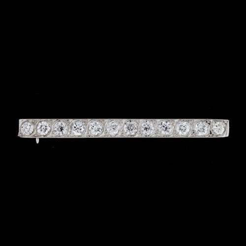 Diamond & Platinum Bar Brooch