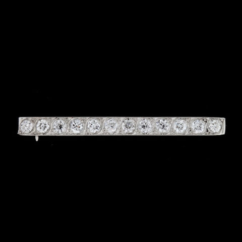 Diamond & Platinum Bar Brooch