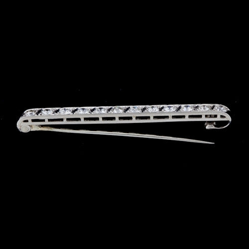 Diamond & Platinum Bar Brooch