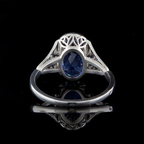 3.65ct Oval Sapphire & Diamond Platinum Ring