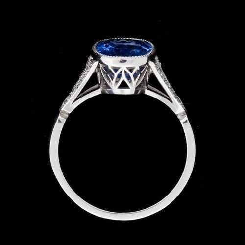 3.65ct Oval Sapphire & Diamond Platinum Ring
