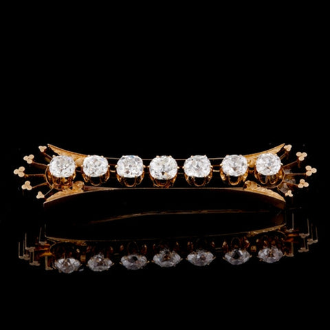 Estate Diamond & Gold Bar Brooch
