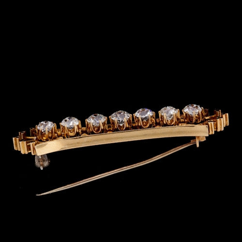 Estate Diamond & Gold Bar Brooch