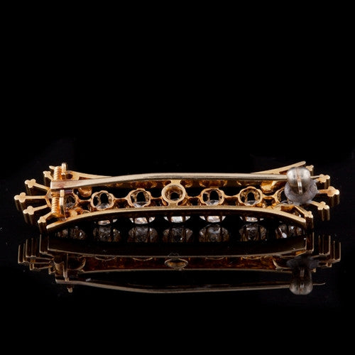 Estate Diamond & Gold Bar Brooch