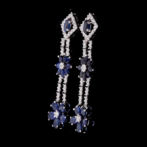 Sapphire & Diamond Flower Dangles