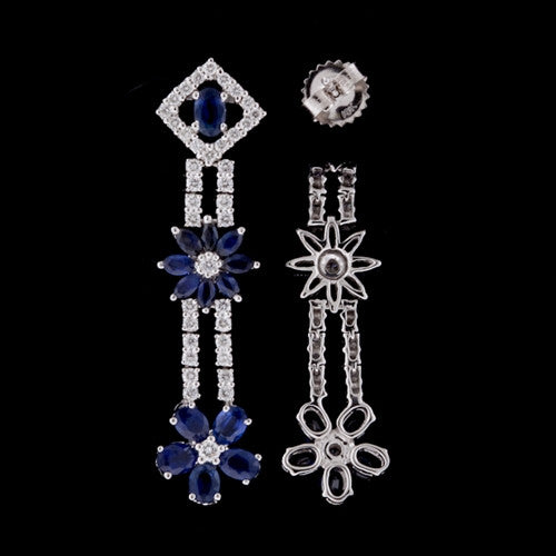 Sapphire & Diamond Flower Dangles