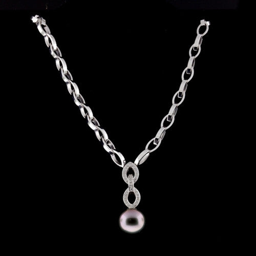 Pearl & Diamond 18KT White Gold Link Necklace
