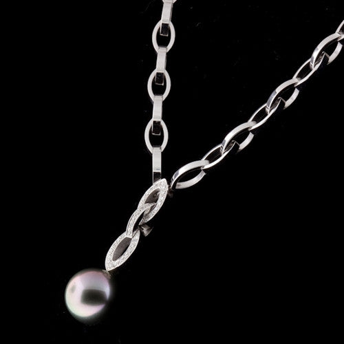 Pearl & Diamond 18KT White Gold Link Necklace